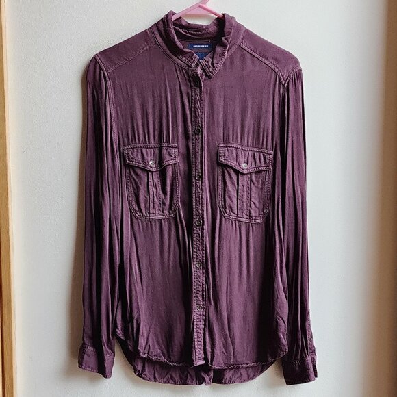 American Eagle Outfitters Purple "Boyfriend Fit" Button Down Shirt Size Medium - Picture 6 of 16